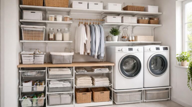 découvrez comment aménager une buanderie fonctionnelle et optimisée grâce aux solutions de rangement elfa, alliant praticité et design pour un espace organisé.